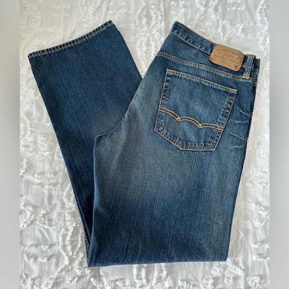 American Eagle Men’s Dark Blue Loose Fit Straight Jeans
